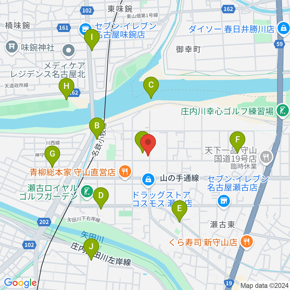 瀬古音楽センター周辺の駐車場・コインパーキング一覧地図