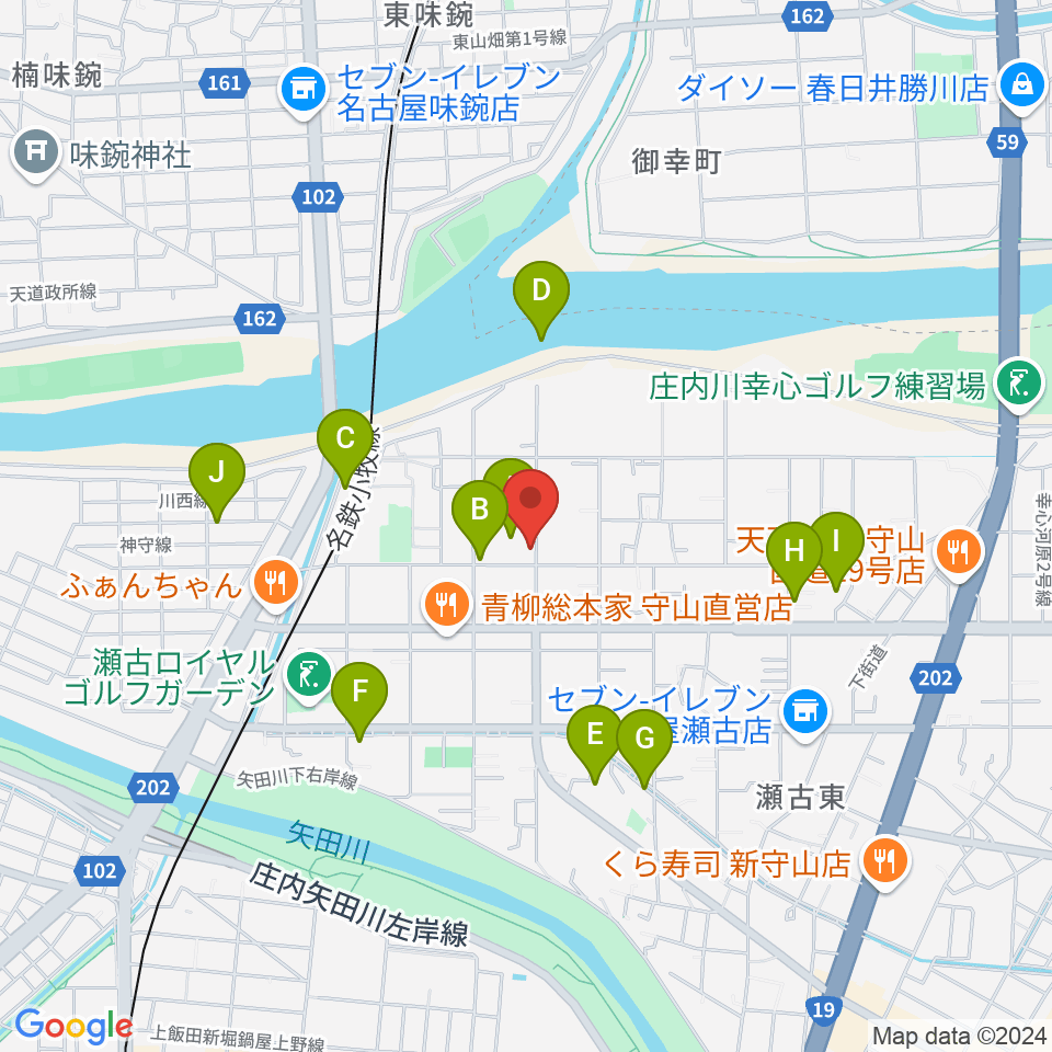 瀬古音楽センター周辺の駐車場・コインパーキング一覧地図