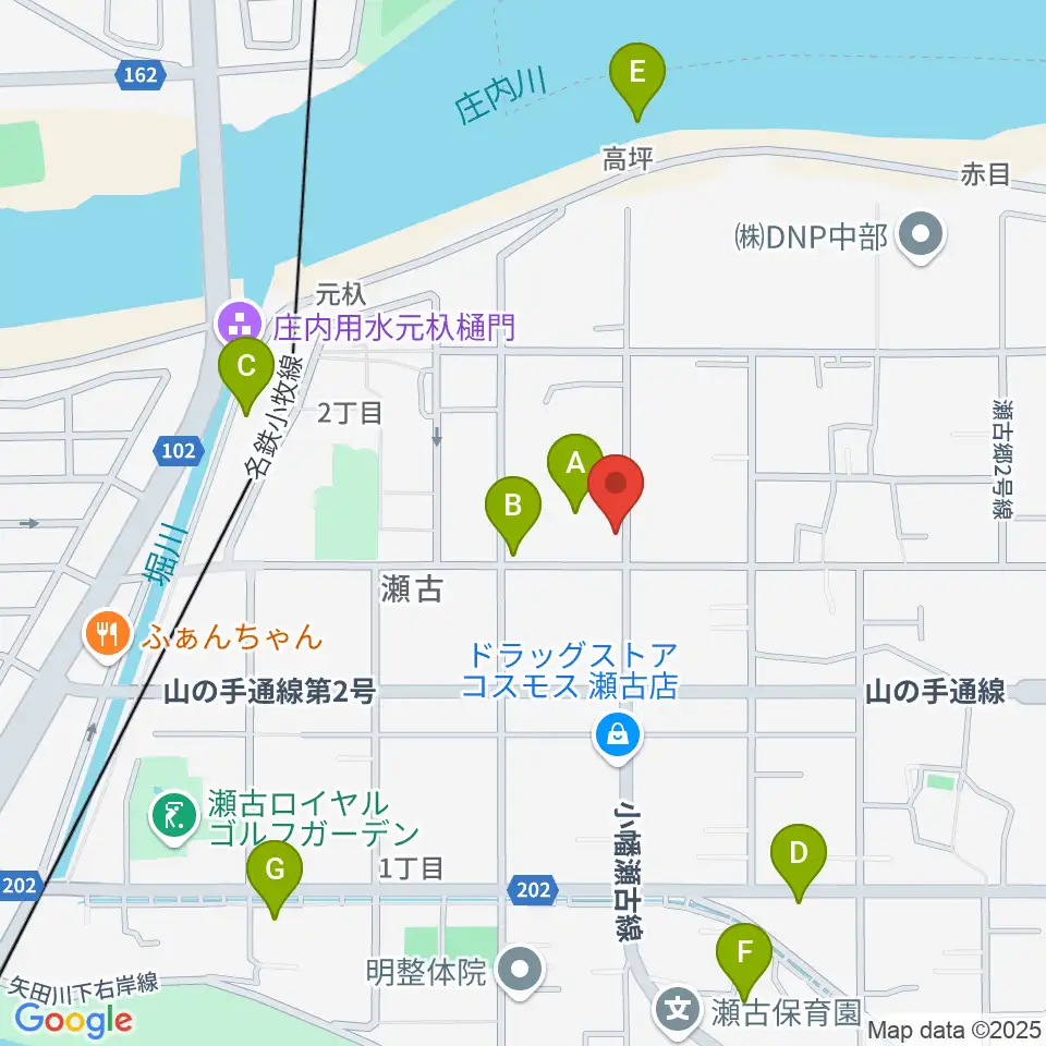 瀬古音楽センター周辺の駐車場・コインパーキング一覧地図