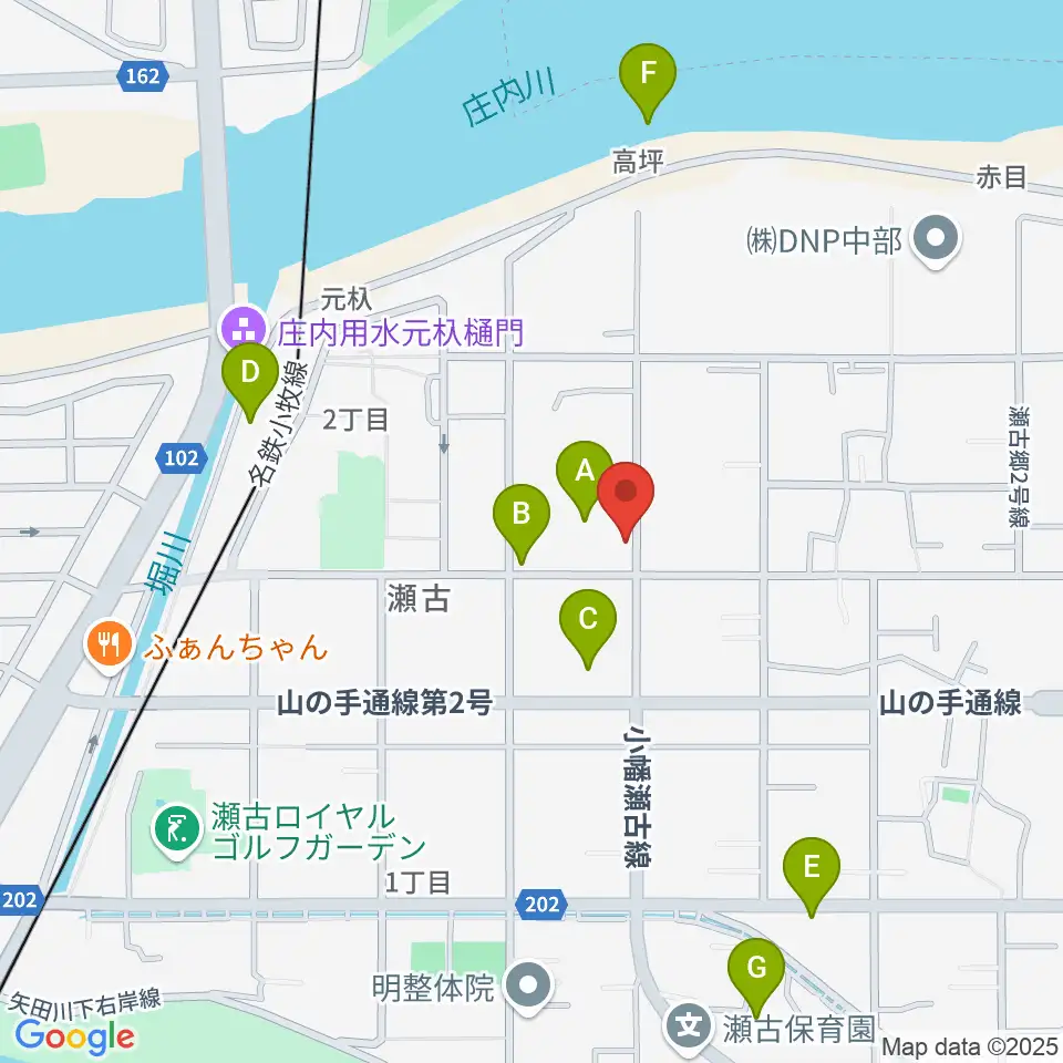瀬古音楽センター周辺の駐車場・コインパーキング一覧地図