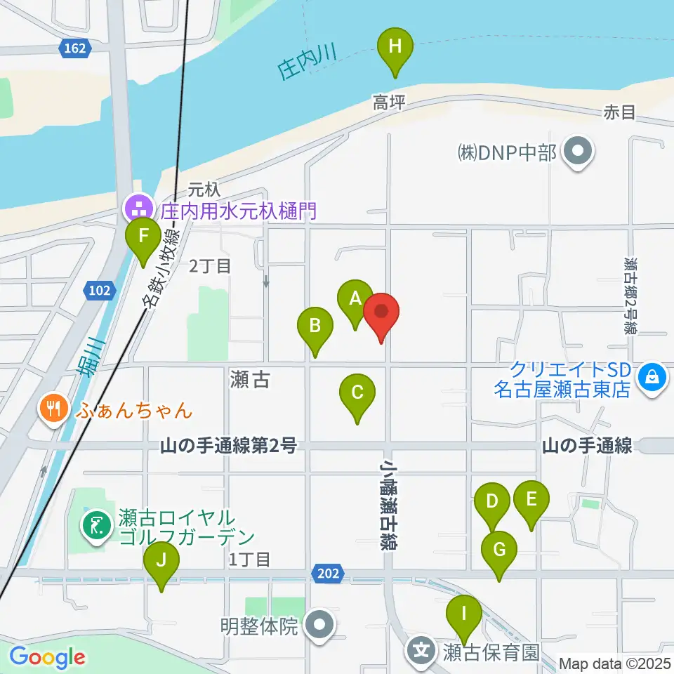 瀬古音楽センター周辺の駐車場・コインパーキング一覧地図
