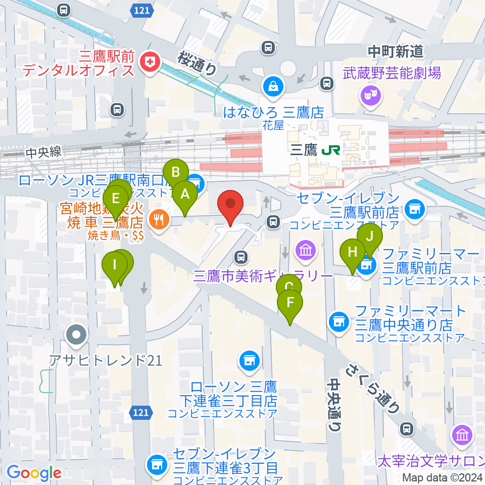 ヤマノミュージックサロン三鷹周辺の駐車場・コインパーキング一覧地図