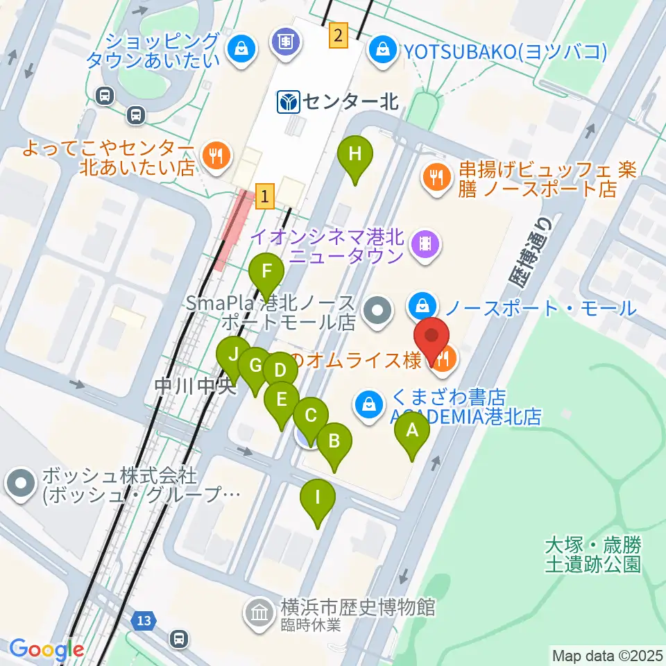ヤマノミュージックサロンセンター北周辺の駐車場・コインパーキング一覧地図