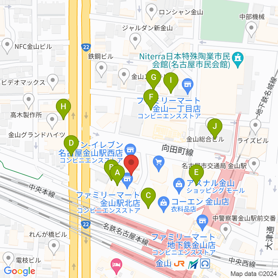 名古屋アズール・ギター教室周辺の駐車場・コインパーキング一覧地図