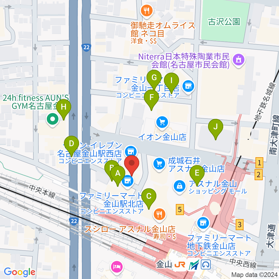 名古屋アズール・ギター教室周辺の駐車場・コインパーキング一覧地図