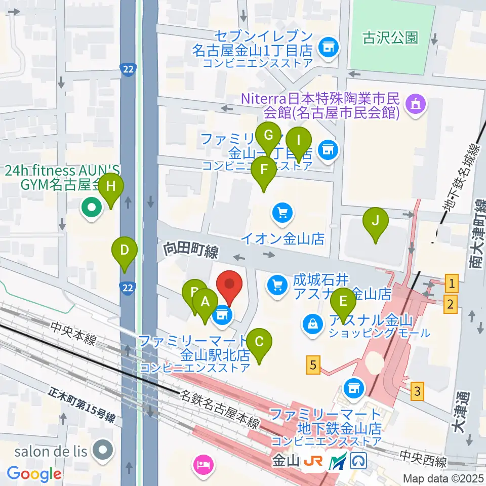 名古屋アズール・ギター教室周辺の駐車場・コインパーキング一覧地図