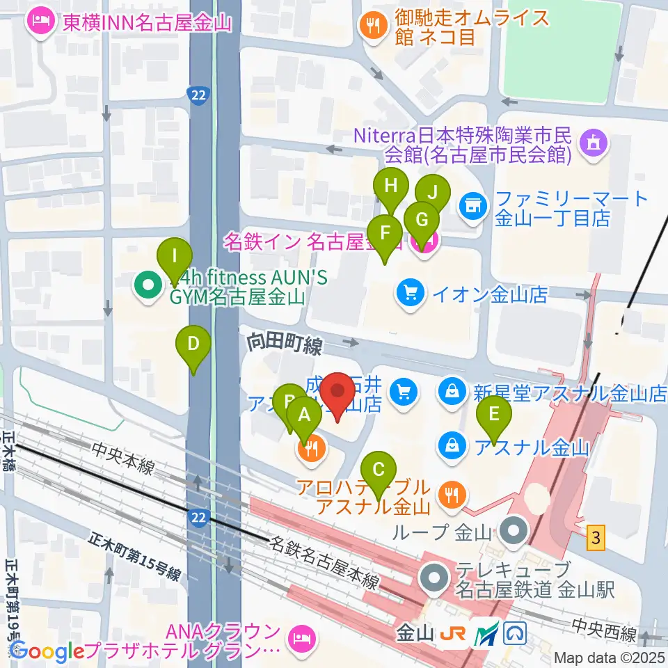 アズール・ギター教室周辺の駐車場・コインパーキング一覧地図