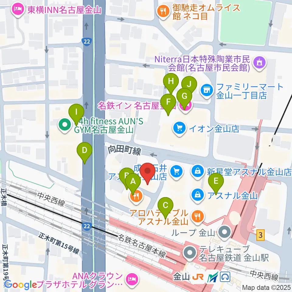 アズール・ギター教室周辺の駐車場・コインパーキング一覧地図