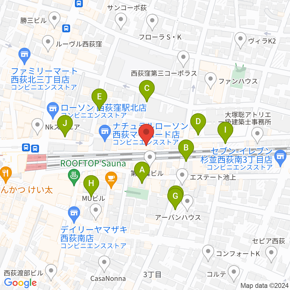 OKADA音楽教室 西荻窪周辺の駐車場・コインパーキング一覧地図