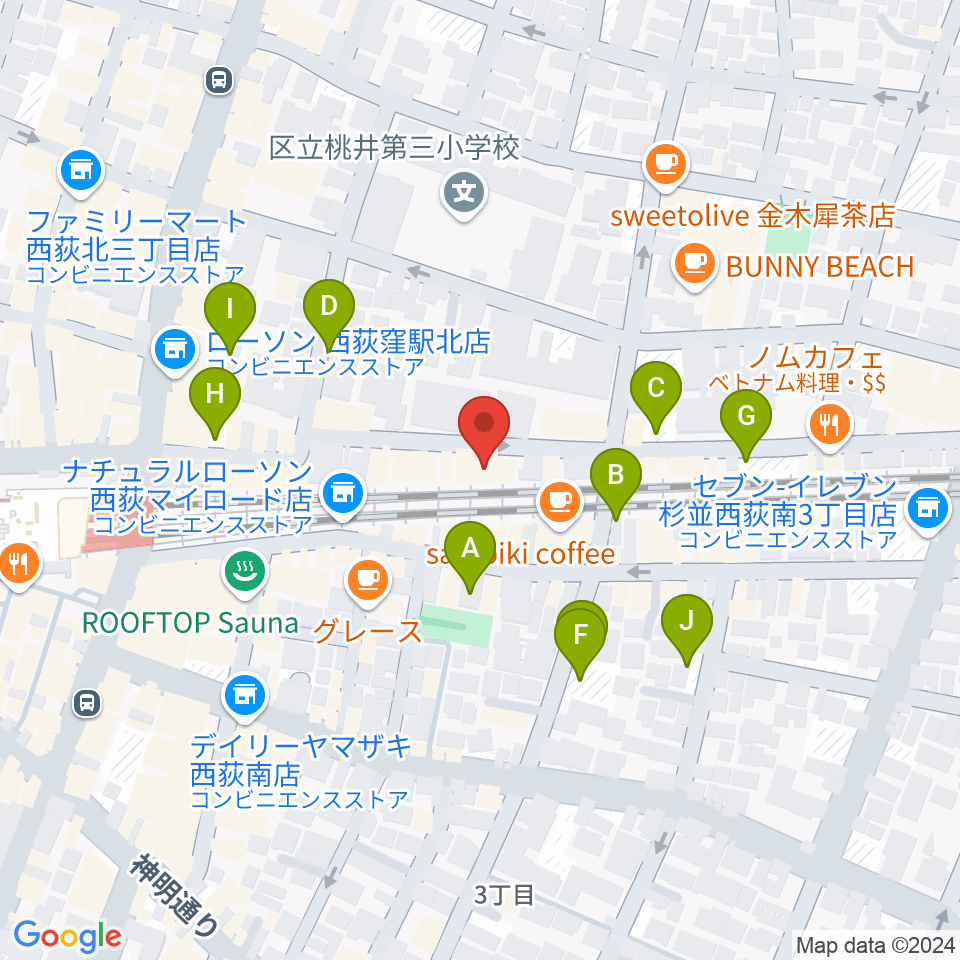 OKADA音楽教室 西荻窪周辺の駐車場・コインパーキング一覧地図