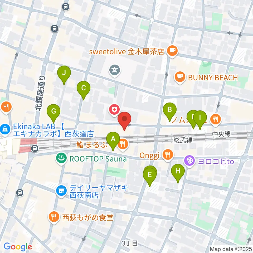 OKADA音楽教室 西荻窪周辺の駐車場・コインパーキング一覧地図