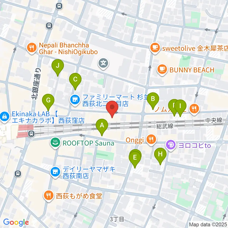 OKADA音楽教室 西荻窪周辺の駐車場・コインパーキング一覧地図