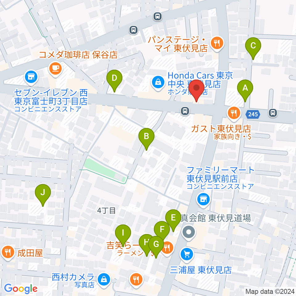 ステラ音楽教室 東伏見教室周辺の駐車場・コインパーキング一覧地図