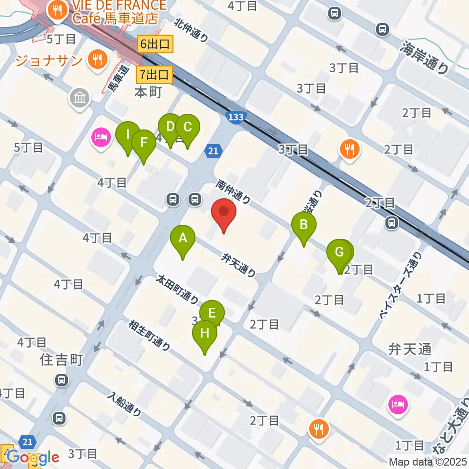 弁天スタジオ周辺の駐車場・コインパーキング一覧地図