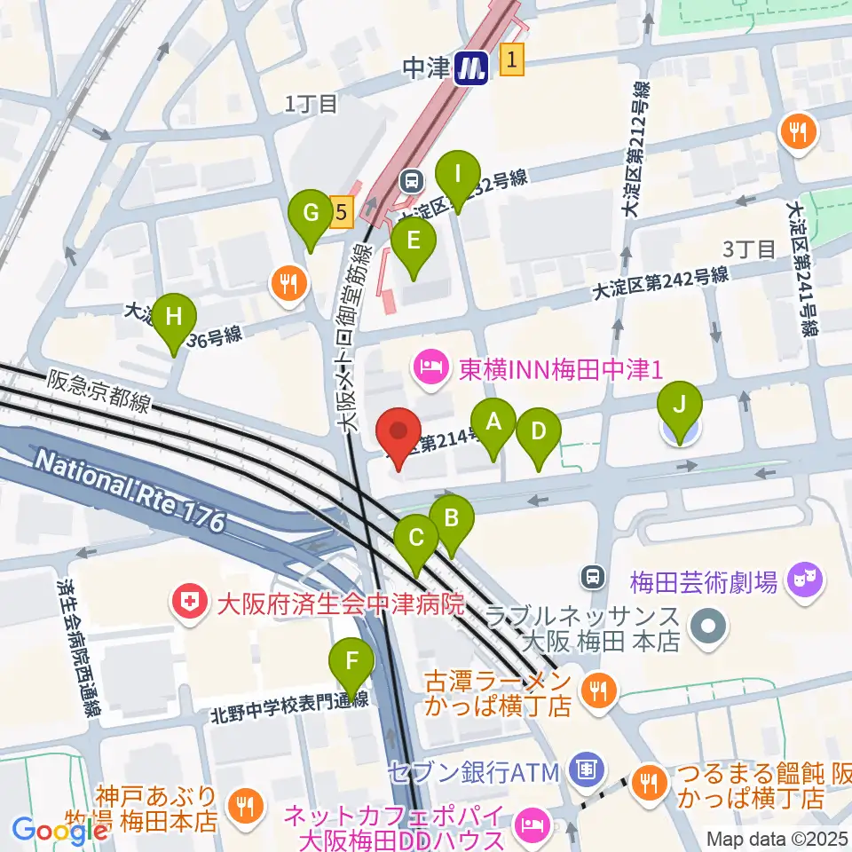 ロキシーミュージックスクール大阪梅田校周辺の駐車場・コインパーキング一覧地図