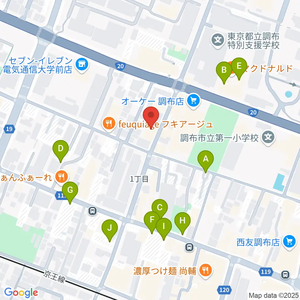 ちょうふ音楽教室周辺の駐車場・コインパーキング一覧地図
