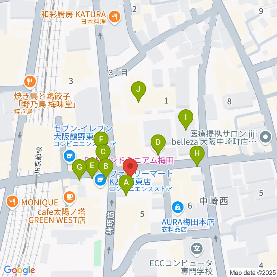 ESPギタークラフト・アカデミー大阪校周辺の駐車場・コインパーキング一覧地図
