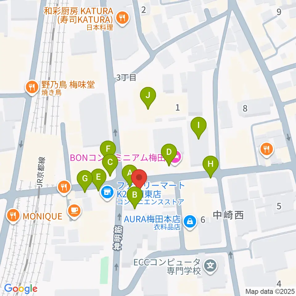 ESPギタークラフト・アカデミー大阪校周辺の駐車場・コインパーキング一覧地図