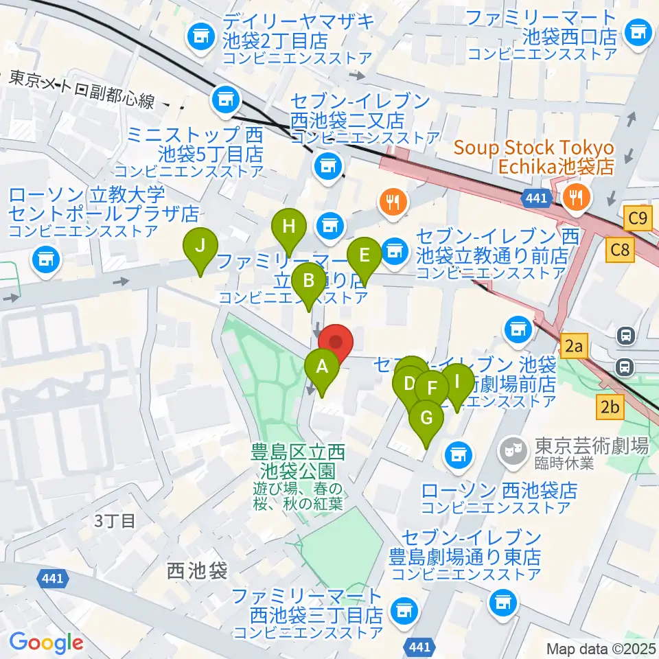 音楽教室ふわり池袋校周辺の駐車場・コインパーキング一覧地図