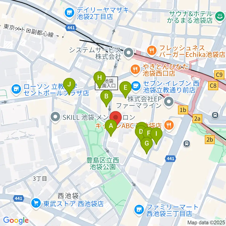 音楽教室ふわり池袋校周辺の駐車場・コインパーキング一覧地図