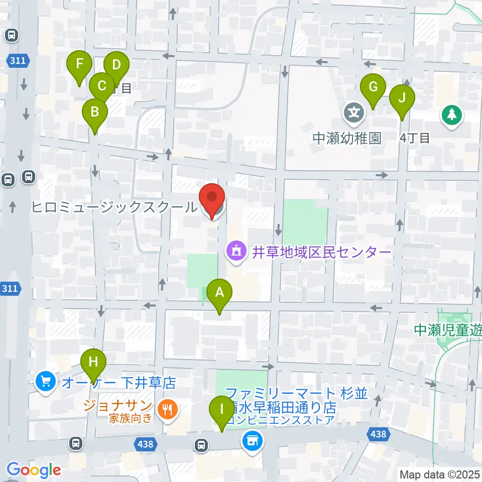 ヒロミュージックスクール周辺の駐車場・コインパーキング一覧地図