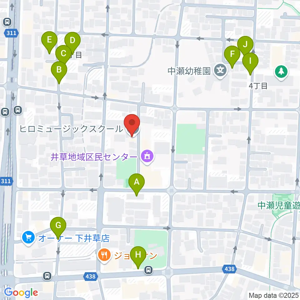 ヒロミュージックスクール周辺の駐車場・コインパーキング一覧地図