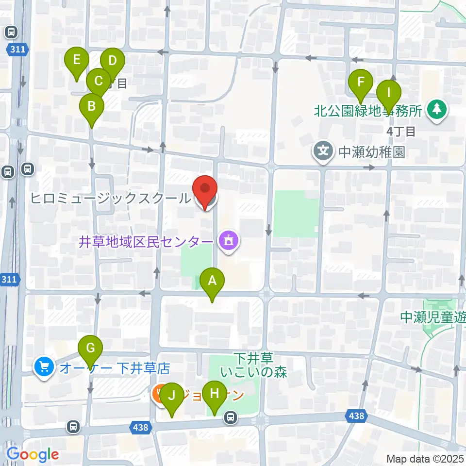 ヒロミュージックスクール周辺の駐車場・コインパーキング一覧地図