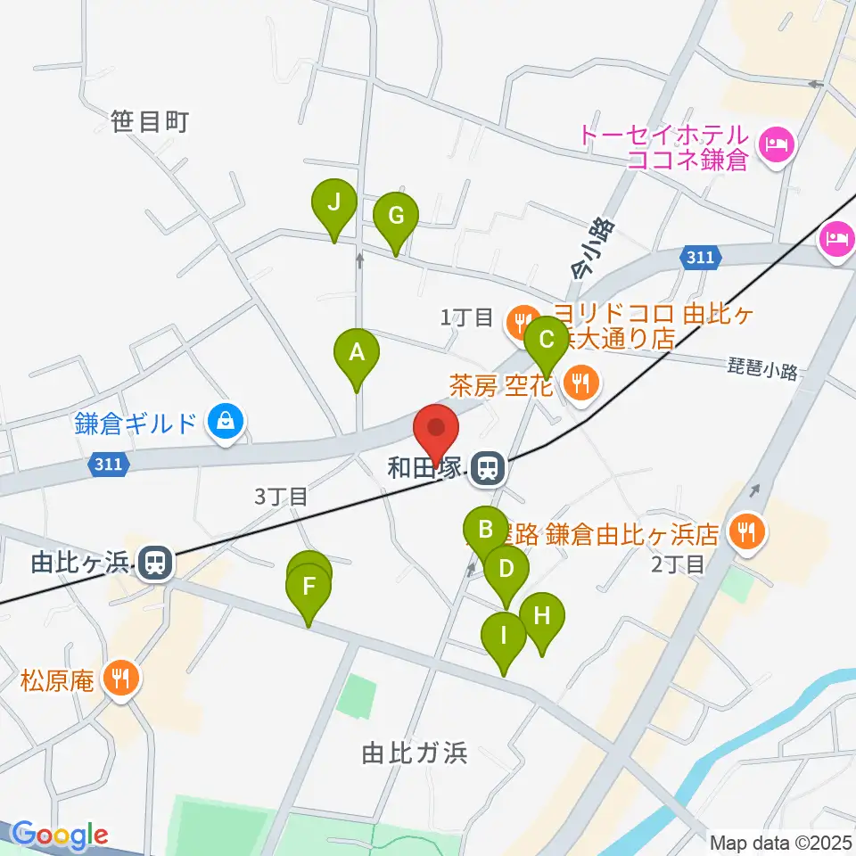 鎌倉アミ音楽教室周辺の駐車場・コインパーキング一覧地図