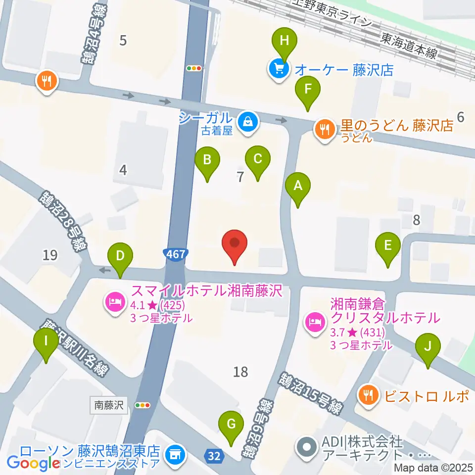 音楽教室パセオ周辺の駐車場・コインパーキング一覧地図