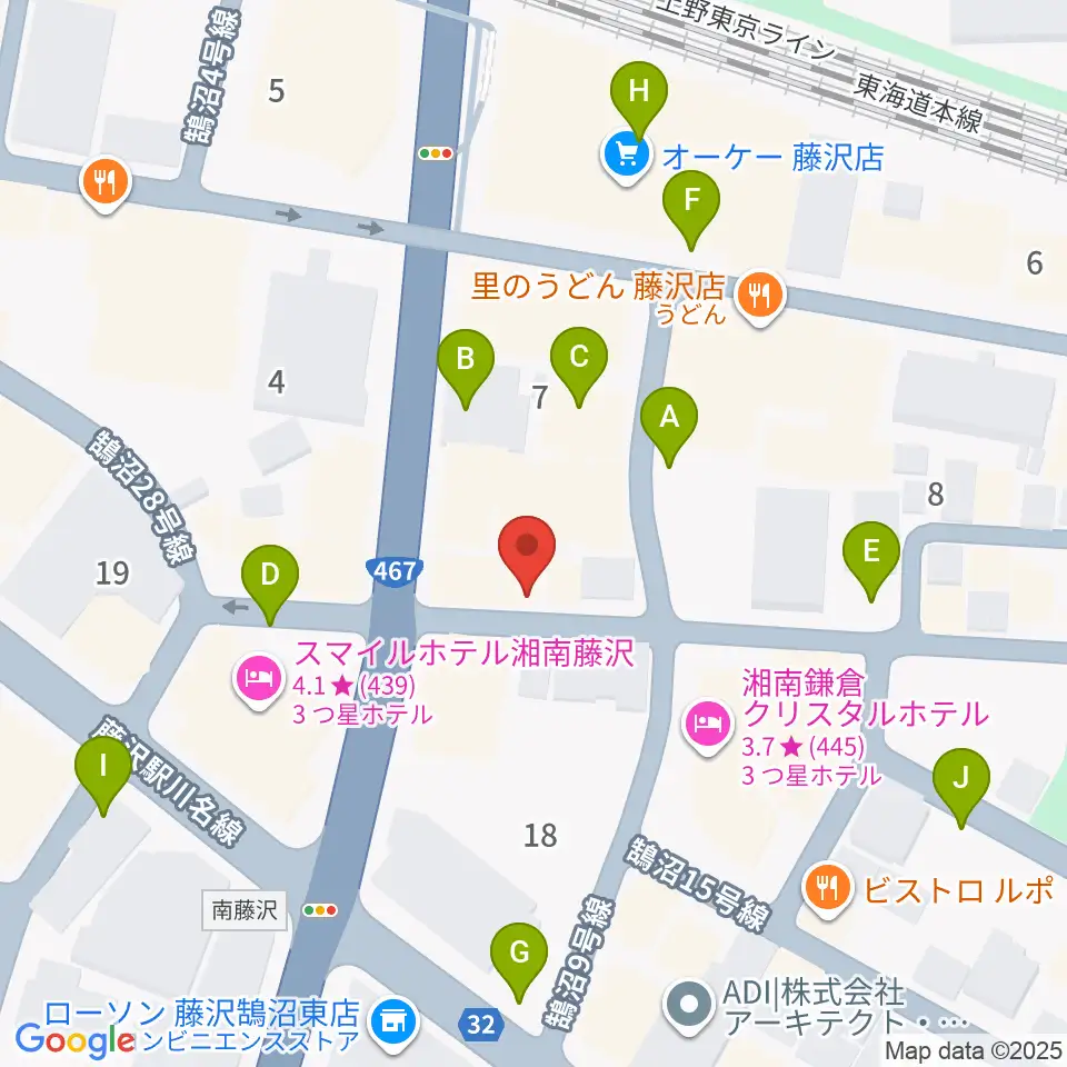 音楽教室パセオ周辺の駐車場・コインパーキング一覧地図