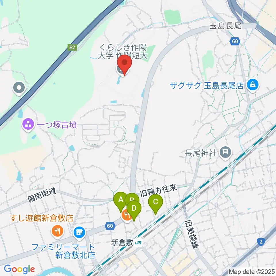くらしき作陽大学 音楽学部周辺の駐車場・コインパーキング一覧地図