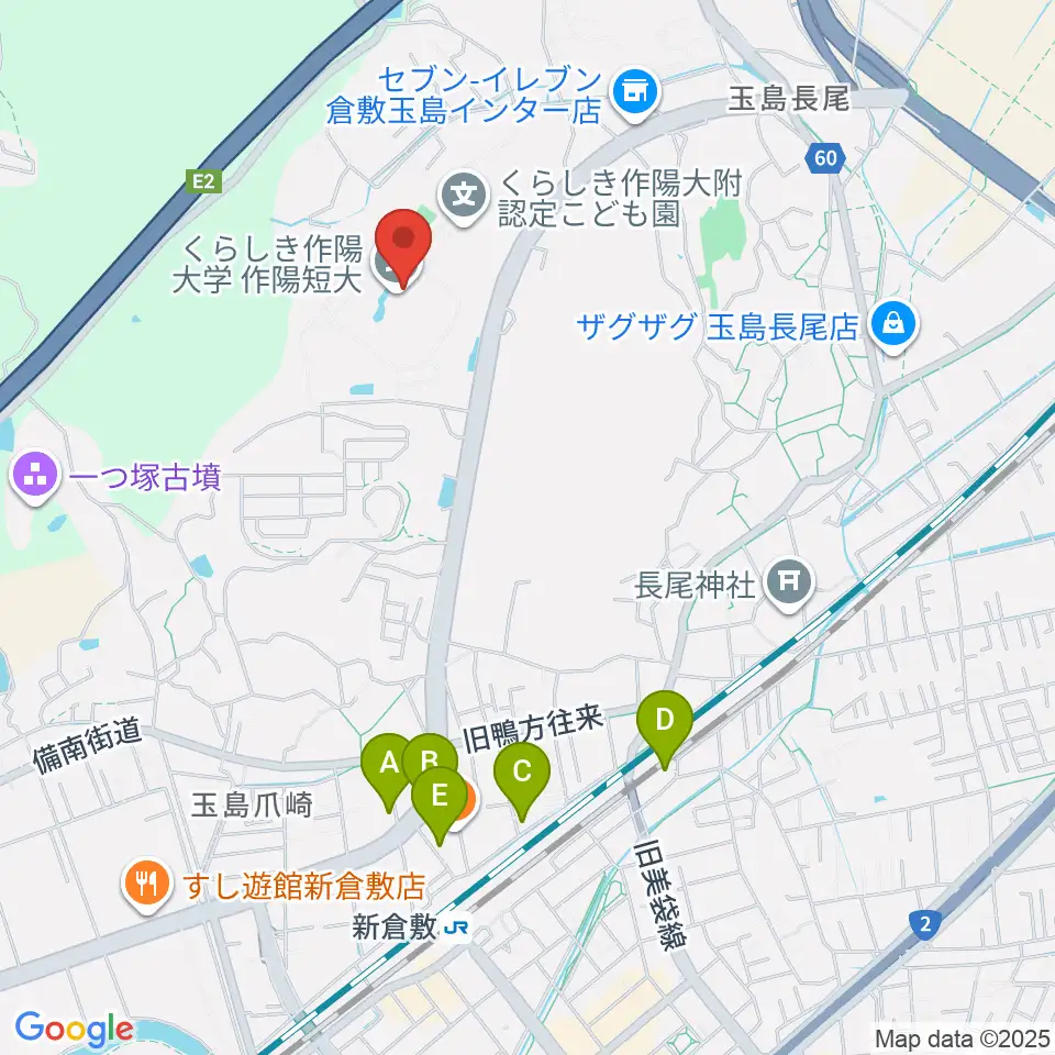 くらしき作陽大学 音楽学部周辺の駐車場・コインパーキング一覧地図
