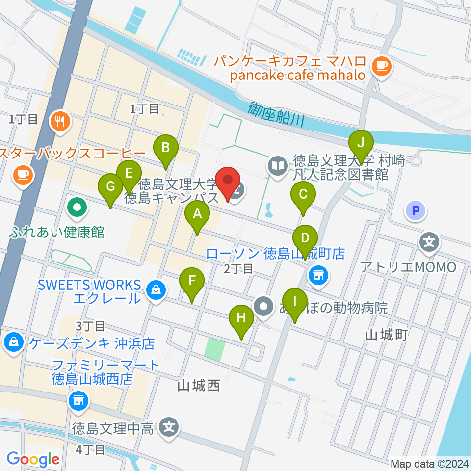 徳島文理大学音楽学部周辺の駐車場・コインパーキング一覧地図