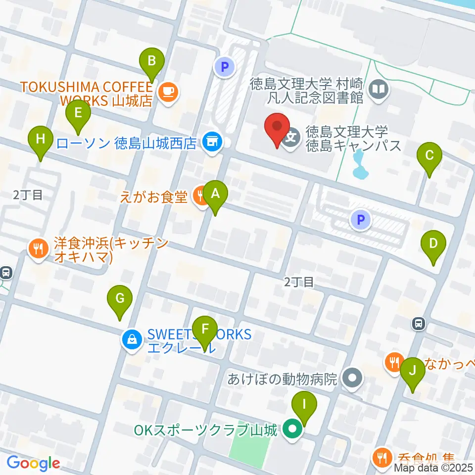 徳島文理大学音楽学部周辺の駐車場・コインパーキング一覧地図