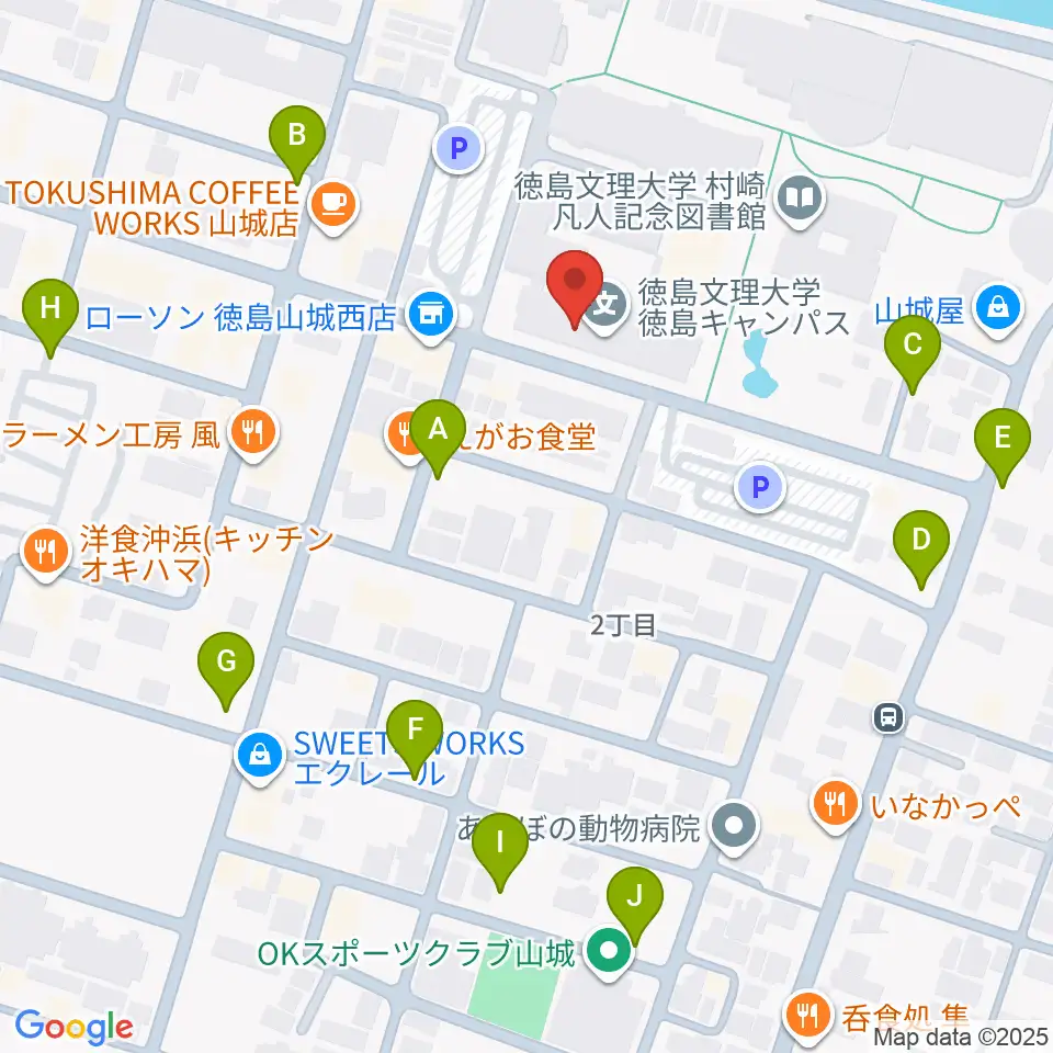 徳島文理大学音楽学部周辺の駐車場・コインパーキング一覧地図