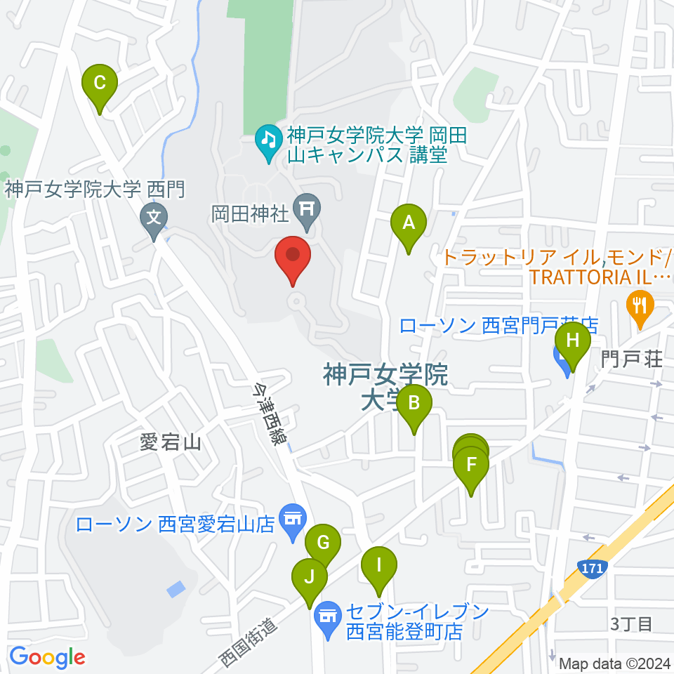 神戸女学院大学音楽学部音楽学科周辺の駐車場・コインパーキング一覧地図