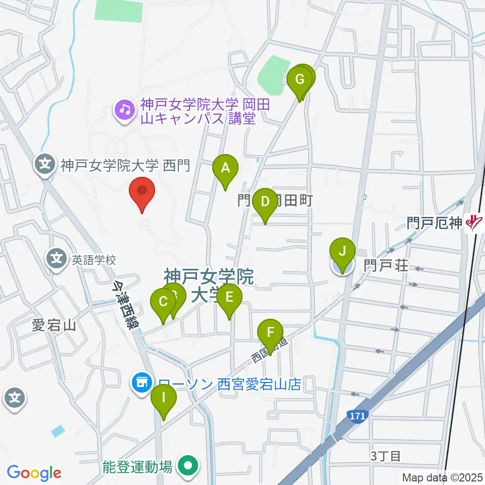 神戸女学院大学音楽学部音楽学科周辺の駐車場・コインパーキング一覧地図
