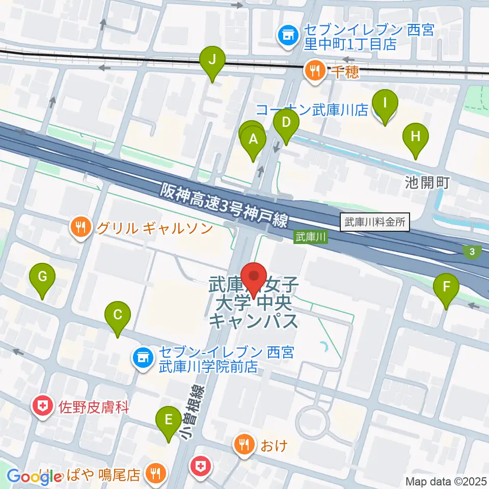 武庫川女子大学 音楽学部周辺の駐車場・コインパーキング一覧地図