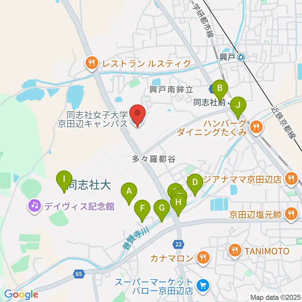 同志社女子大学 学芸学部音楽学科周辺の駐車場・コインパーキング一覧地図