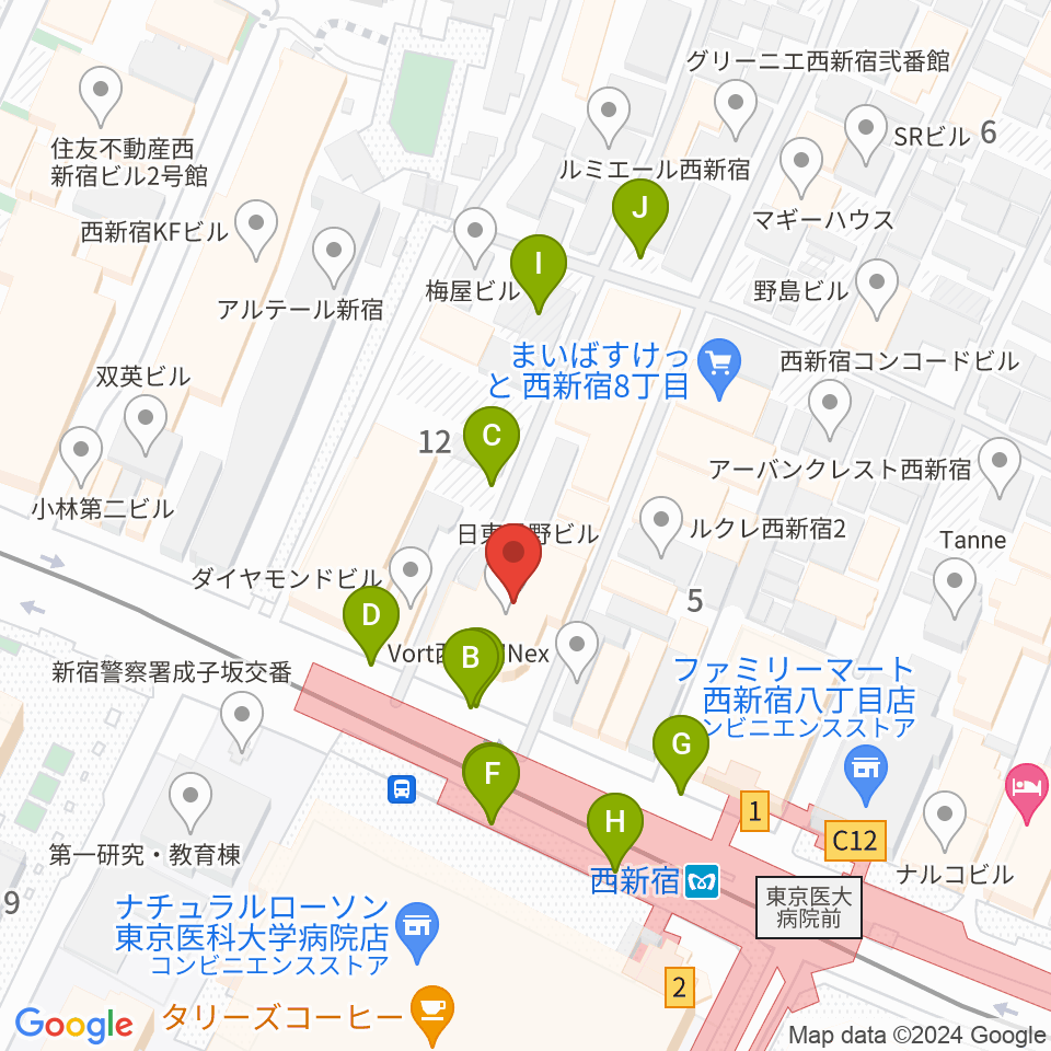 ムラマツ・フルート・レッスンセンター新宿周辺の駐車場・コインパーキング一覧地図