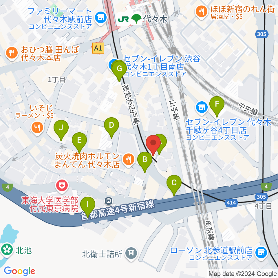 ルーツ音楽院周辺の駐車場・コインパーキング一覧地図