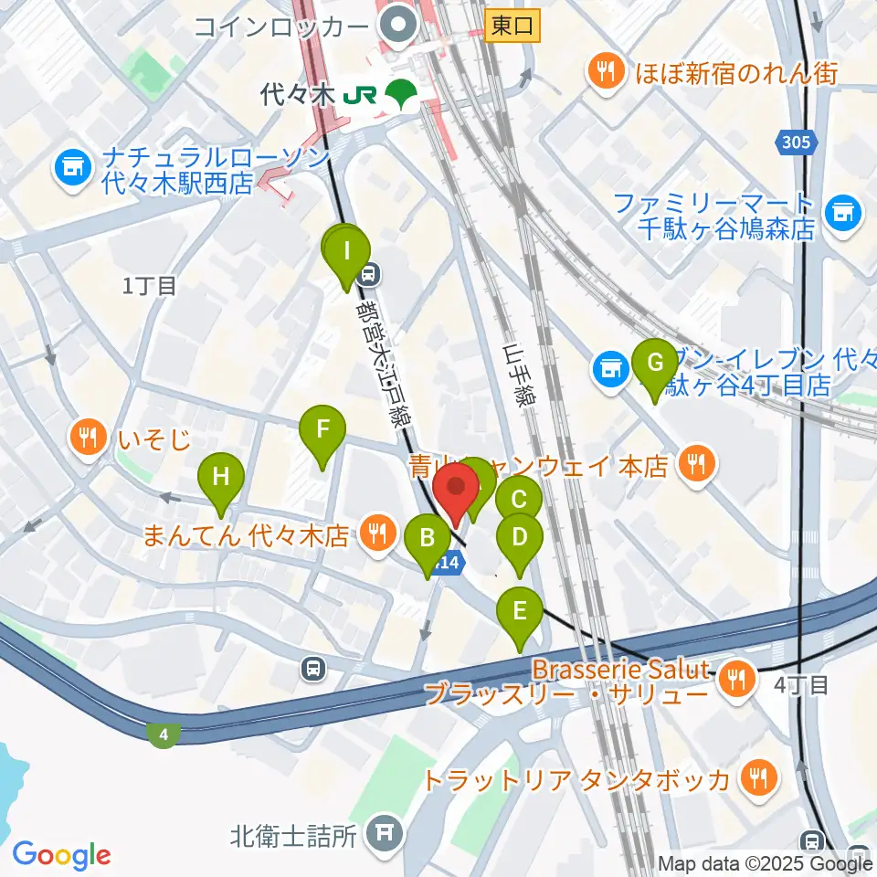 ルーツ音楽院周辺の駐車場・コインパーキング一覧地図