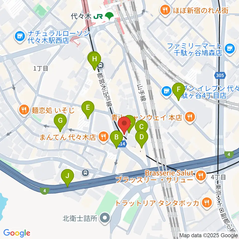 ルーツ音楽院周辺の駐車場・コインパーキング一覧地図