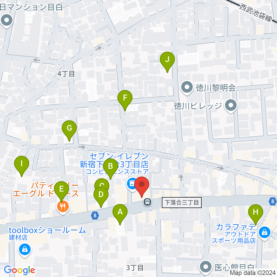 音楽教室アルル周辺の駐車場・コインパーキング一覧地図