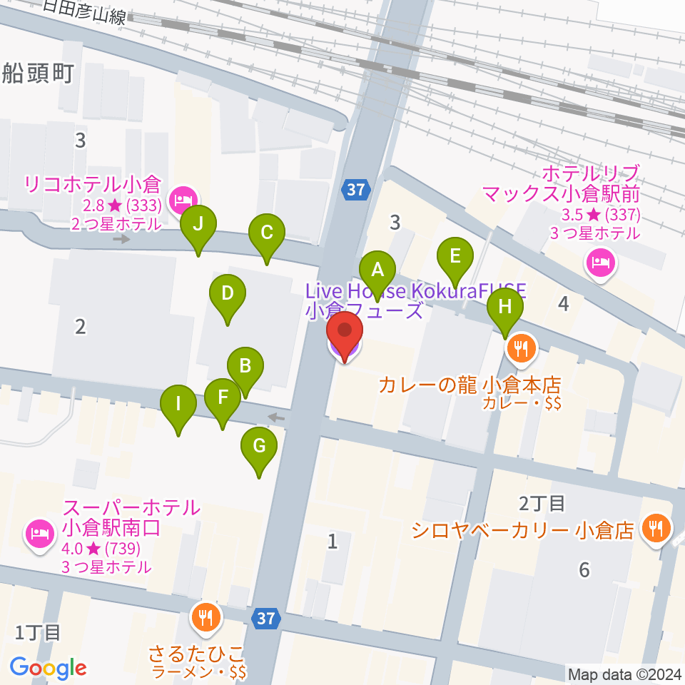 小倉FUSE周辺の駐車場・コインパーキング一覧地図