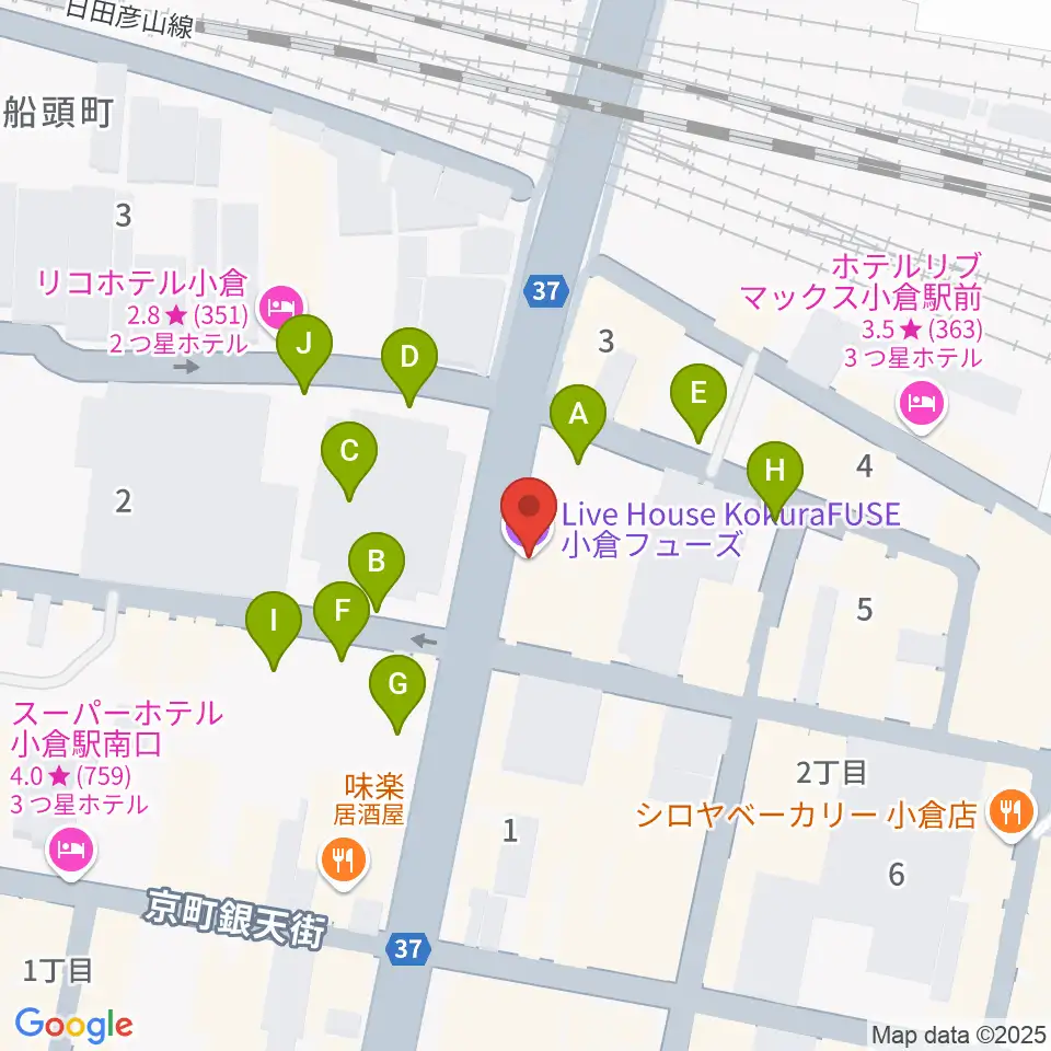 小倉FUSE周辺の駐車場・コインパーキング一覧地図