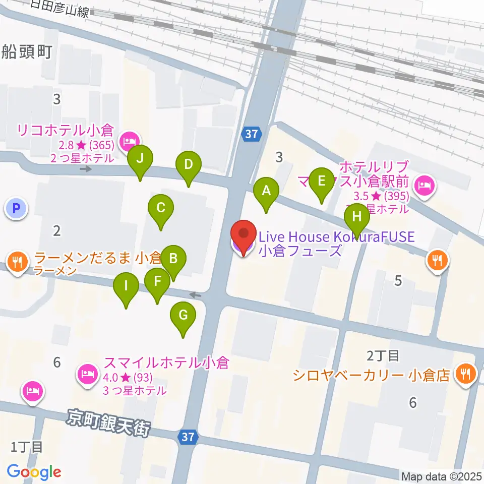 小倉FUSE周辺の駐車場・コインパーキング一覧地図