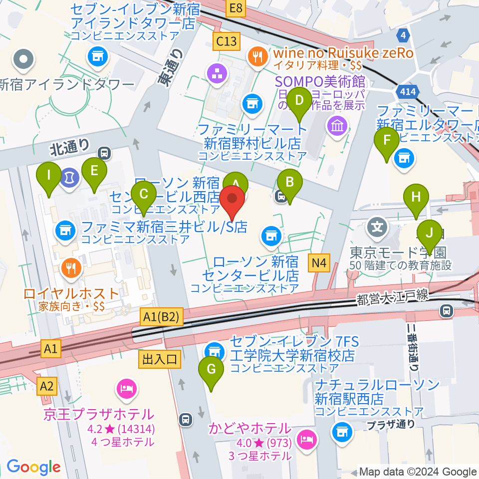 ヤマノミュージックサロン新宿周辺の駐車場・コインパーキング一覧地図