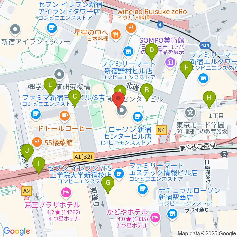 ヤマノミュージックサロン新宿周辺の駐車場・コインパーキング一覧地図