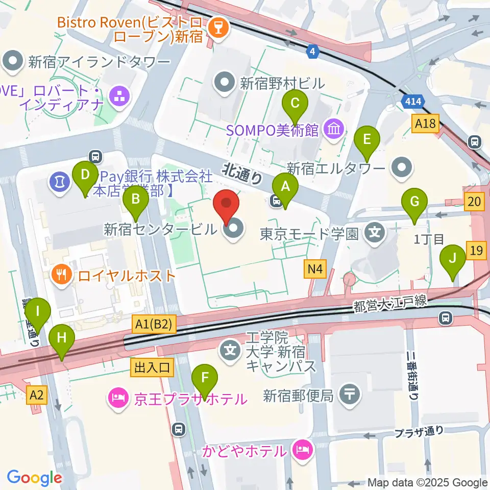 ヤマノミュージックサロン新宿周辺の駐車場・コインパーキング一覧地図